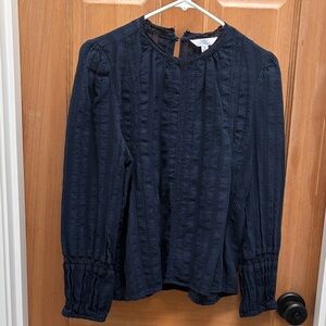 Victorian Style Navy Textured Blouse